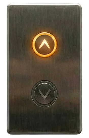 Elevator button lit to go up